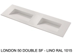Plan vasque double lavabo, sur mesure : L 120 à 201 x P 40 à 51 cm, finition lisse, 10 couleurs au choix, Anti bactérien, résine Akrytan® teinté dans la masse, Livraison Offerte.